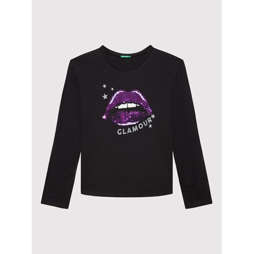 United Colors Of Benetton Bluzka 3096C107D Czarny Regular Fit ze sklepu MODIVO w kategorii Bluzki dziewczęce - zdjęcie 182753876