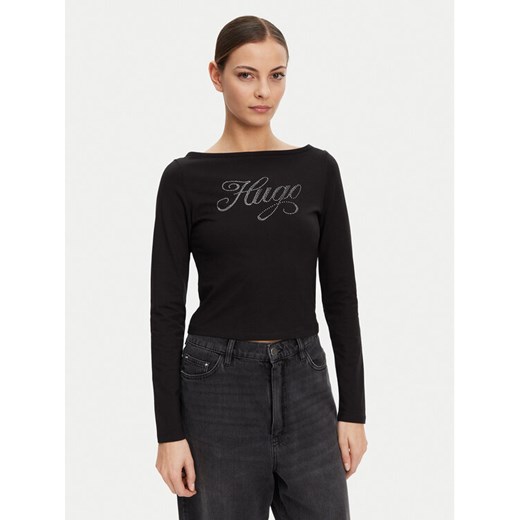 HUGO Bluzka 50537227 Czarny Slim Fit ze sklepu MODIVO w kategorii Bluzki damskie - zdjęcie 182753885