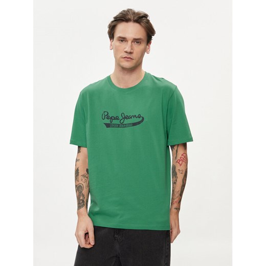 Pepe Jeans T-Shirt Claude PM509390 Zielony Regular Fit ze sklepu MODIVO w kategorii T-shirty męskie - zdjęcie 182753939