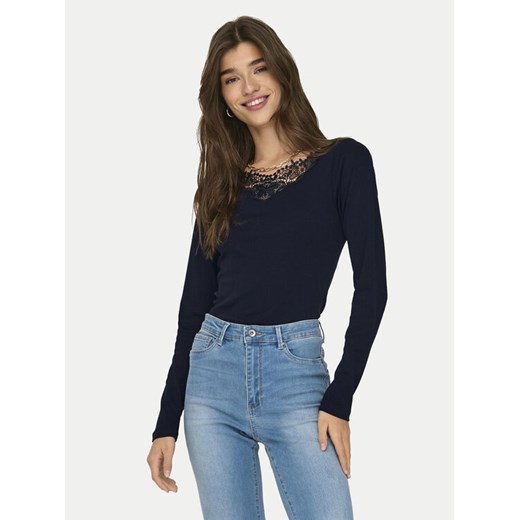 ONLY Bluzka Kira 15302894 Granatowy Slim Fit ze sklepu MODIVO w kategorii Bluzki damskie - zdjęcie 182754025