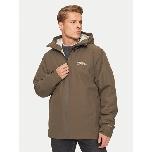 Jack Wolfskin Kurtka przeciwdeszczowa Wisper Ins A61870 Brązowy Regular Fit ze sklepu MODIVO w kategorii Kurtki męskie - zdjęcie 182754129