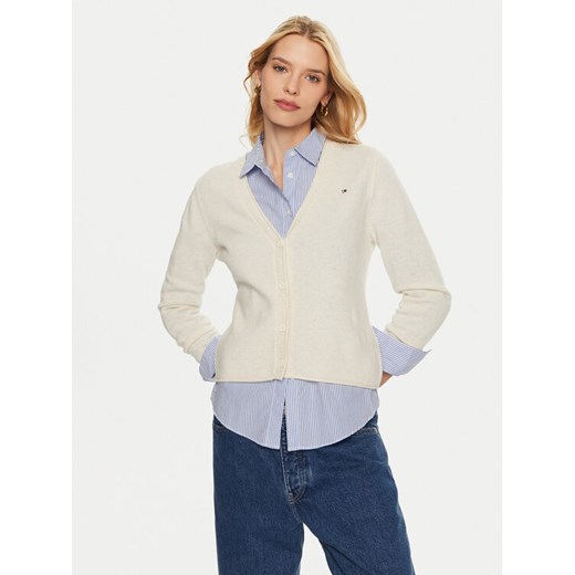 Tommy Hilfiger Kardigan WW0WW43092 Beżowy Regular Fit ze sklepu MODIVO w kategorii Swetry damskie - zdjęcie 182754186