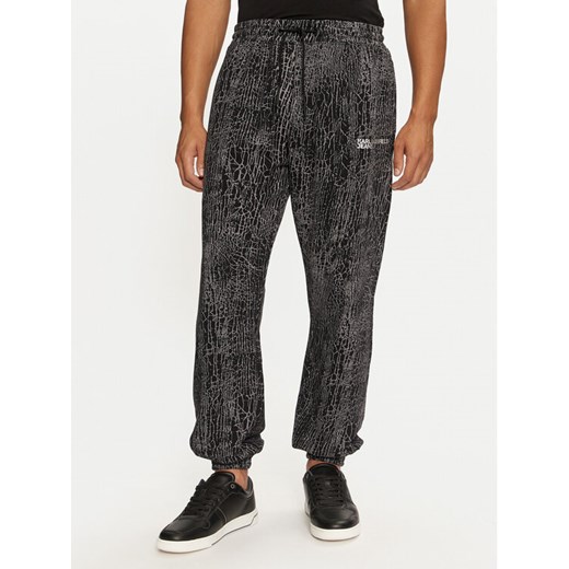 Karl Lagerfeld Jeans Spodnie dresowe 246D1005 Czarny Regular Fit ze sklepu MODIVO w kategorii Spodnie męskie - zdjęcie 182754188