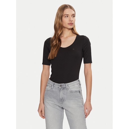 Calvin Klein T-Shirt K20K208050 Czarny Slim Fit ze sklepu MODIVO w kategorii Bluzki damskie - zdjęcie 182754657