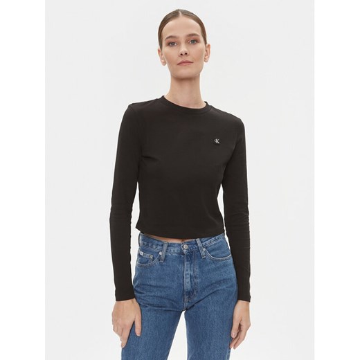 Calvin Klein Jeans Bluzka Embro Badge J20J222884 Czarny Regular Fit ze sklepu MODIVO w kategorii Bluzki damskie - zdjęcie 182755148