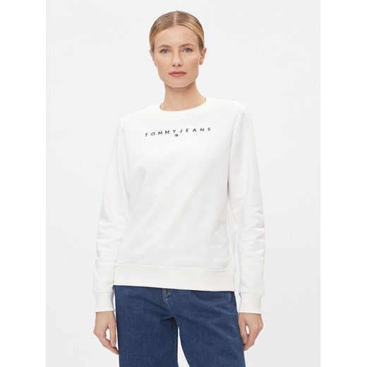 Tommy Jeans Bluza Linear DW0DW17323 Biały Regular Fit ze sklepu MODIVO w kategorii Bluzy damskie - zdjęcie 182755338