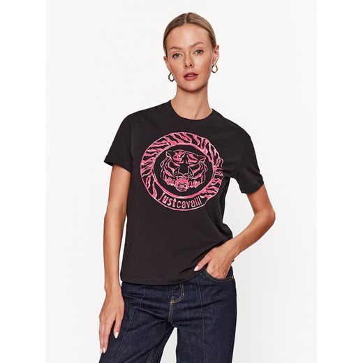 Just Cavalli T-Shirt 75PAHF01 Czarny Regular Fit ze sklepu MODIVO w kategorii Bluzki damskie - zdjęcie 182755628