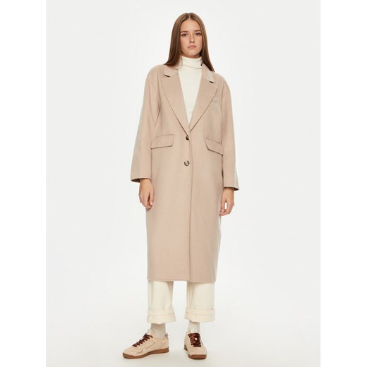 American Vintage Płaszcz wełniany Dadoulove DADO17KH24 Beżowy Oversize ze sklepu MODIVO w kategorii Płaszcze damskie - zdjęcie 182755707