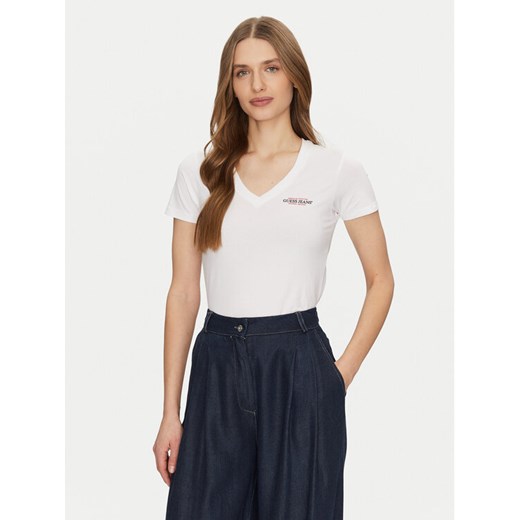Guess Jeans T-Shirt W4YI23 J1314 Biały Slim Fit ze sklepu MODIVO w kategorii Bluzki damskie - zdjęcie 182755729