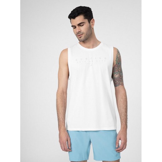 4F Tank top 4FSS23TTSHM368 Biały Regular Fit ze sklepu MODIVO w kategorii T-shirty męskie - zdjęcie 182755785