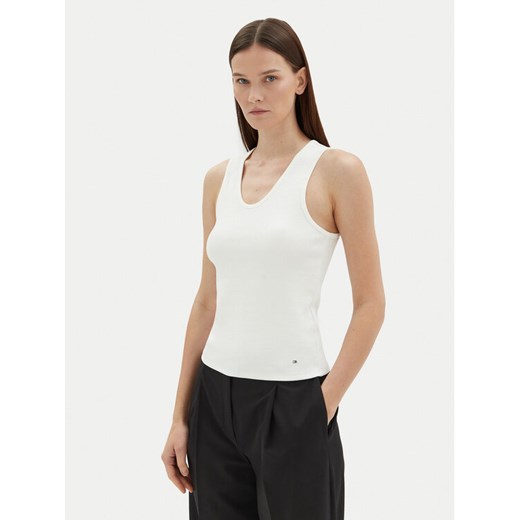 Tommy Hilfiger Top WW0WW44572 Écru Slim Fit ze sklepu MODIVO w kategorii Bluzki damskie - zdjęcie 182755956