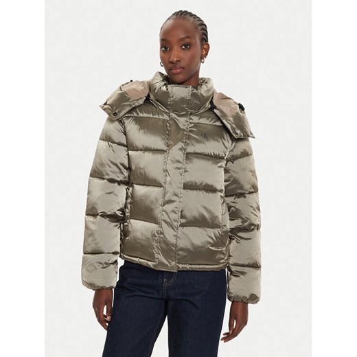 Calvin Klein Jeans Kurtka zimowa Shiny Monologo J20J224616 Szary Regular Fit ze sklepu MODIVO w kategorii Kurtki damskie - zdjęcie 182756049