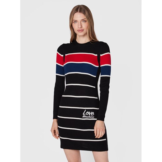 LOVE MOSCHINO Sukienka dzianinowa WSE1611X 1148 Czarny Slim Fit ze sklepu MODIVO w kategorii Sukienki - zdjęcie 182756075