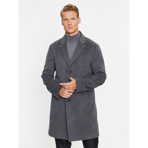 Boss Płaszcz wełniany H-Hyde-Bib-234 50502250 Szary Slim Fit ze sklepu MODIVO w kategorii Płaszcze męskie - zdjęcie 182756136