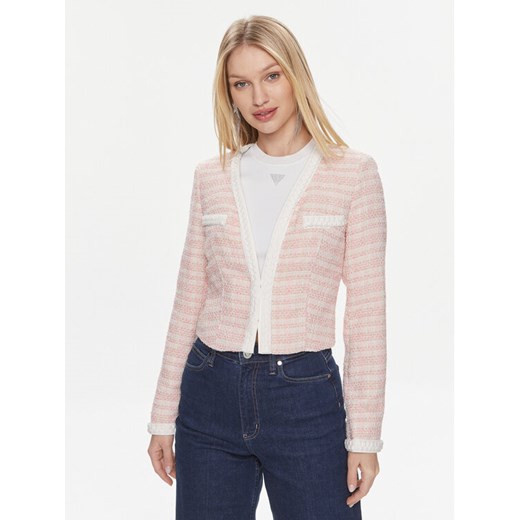 Guess Marynarka Tosca Braid Boucle J W4RN38 WFWV2 Różowy Regular Fit ze sklepu MODIVO w kategorii Marynarki damskie - zdjęcie 182756246