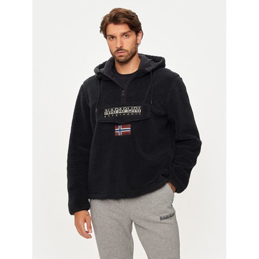 Napapijri Polar T-Burgee NP0A4I5D Czarny Regular Fit ze sklepu MODIVO w kategorii Bluzy męskie - zdjęcie 182756556