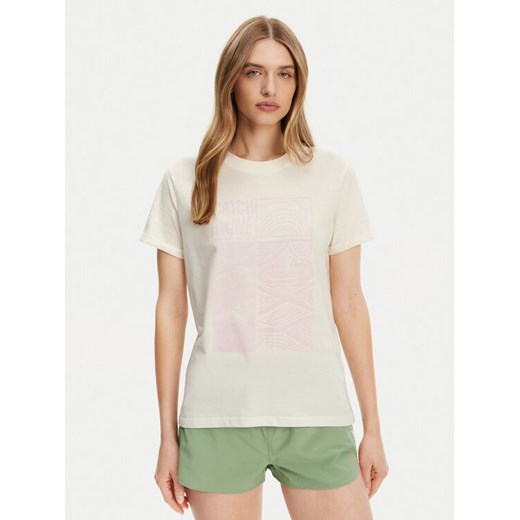 Roxy T-Shirt ERJZT05911 Écru Regular Fit ze sklepu MODIVO w kategorii Bluzki damskie - zdjęcie 182756585
