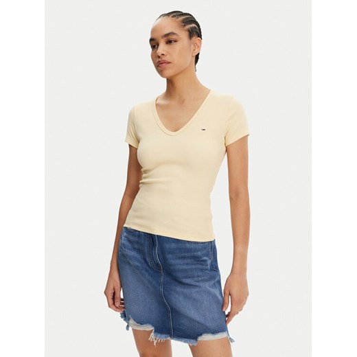 Tommy Jeans T-Shirt Essential DW0DW17385 Żółty Slim Fit Tommy Jeans S MODIVO