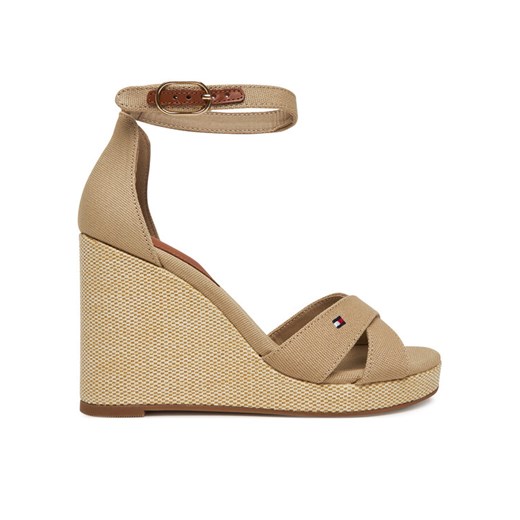 Tommy Hilfiger Sandały Flag High Wedge Espad Crisscross FW0FW08661 Beżowy ze sklepu MODIVO w kategorii Espadryle damskie - zdjęcie 182757078