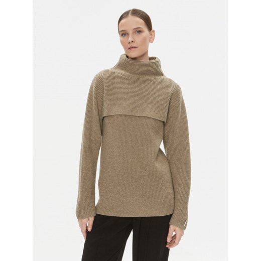 Calvin Klein Golf K20K205986 Brązowy Relaxed Fit ze sklepu MODIVO w kategorii Swetry damskie - zdjęcie 182757095