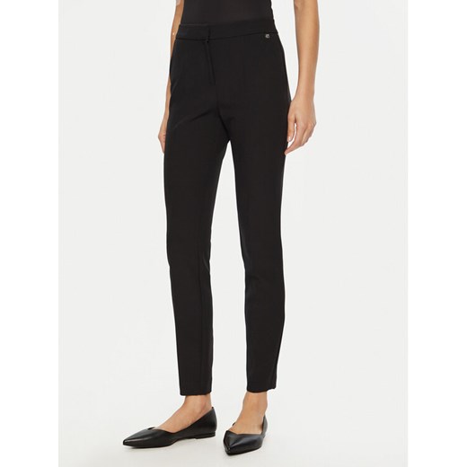 HUGO Spodnie materiałowe Hagonia-1 50539991 Czarny Slim Fit ze sklepu MODIVO w kategorii Spodnie damskie - zdjęcie 182757355