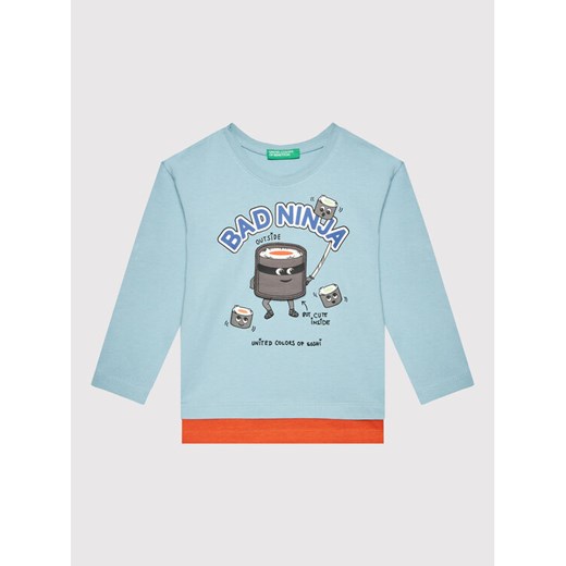 United Colors Of Benetton Bluzka 3096G104A Niebieski Regular Fit ze sklepu MODIVO w kategorii T-shirty chłopięce - zdjęcie 182757688