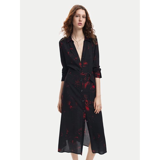 Desigual Sukienka koszulowa Scribbles Lacroix 24WWVW38 Czarny Regular Fit ze sklepu MODIVO w kategorii Sukienki - zdjęcie 182757968