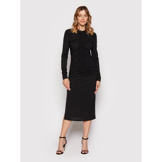 KARL LAGERFELD Sukienka codzienna Ruched 220W1352 Czarny Slim Fit ze sklepu MODIVO w kategorii Sukienki - zdjęcie 182758249