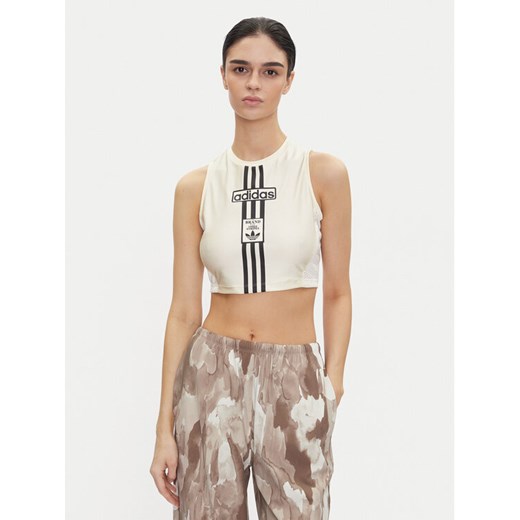 adidas Top Adibreak JD0103 Écru Slim Fit ze sklepu MODIVO w kategorii Bluzki damskie - zdjęcie 182758439