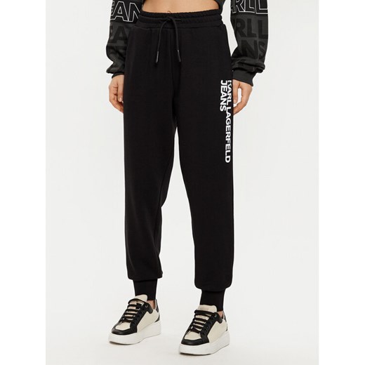 Karl Lagerfeld Jeans Spodnie dresowe A1W10058 Czarny Regular Fit ze sklepu MODIVO w kategorii Spodnie damskie - zdjęcie 182758448