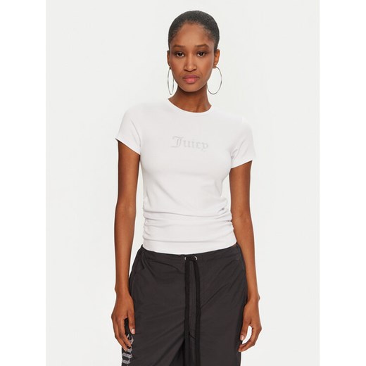 Juicy Couture T-Shirt Dot Ruched JCWCT24311 Biały Slim Fit Juicy Couture M MODIVO