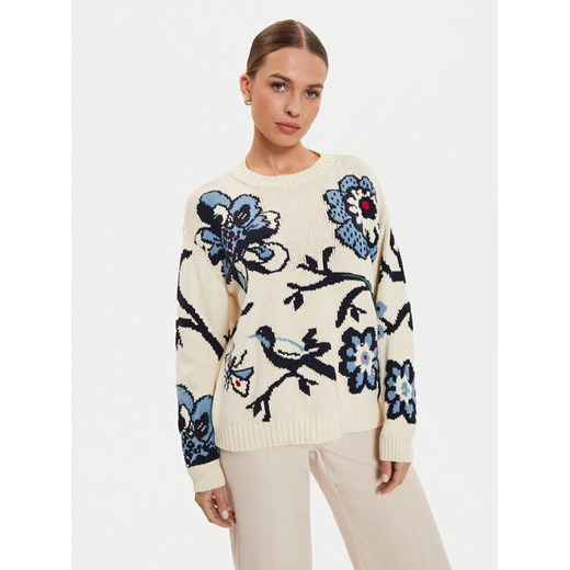 Weekend Max Mara Sweter Dolmen 2425366191 Écru Relaxed Fit ze sklepu MODIVO w kategorii Swetry damskie - zdjęcie 182759026