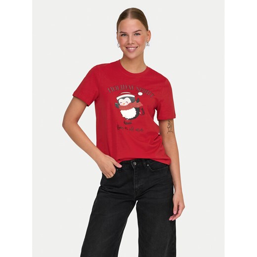 ONLY T-Shirt Kita 15331069 Czerwony Regular Fit ze sklepu MODIVO w kategorii Bluzki damskie - zdjęcie 182759139