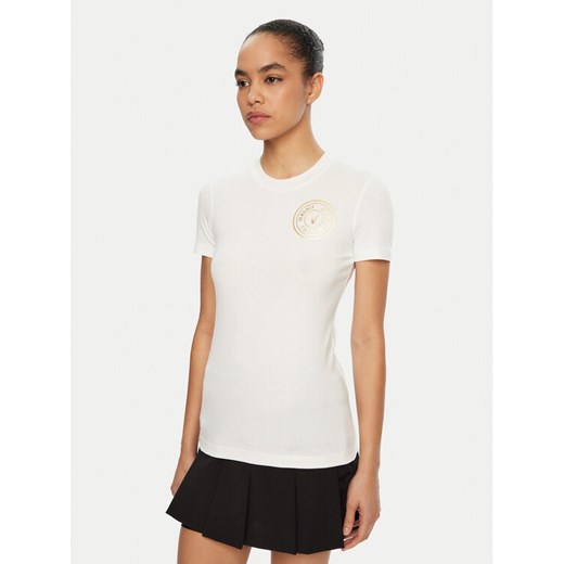 Versace Jeans Couture T-Shirt 78HAHT00 Biały Regular Fit ze sklepu MODIVO w kategorii Bluzki damskie - zdjęcie 182759209