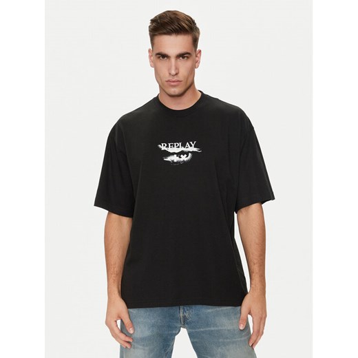 Replay T-Shirt MMG334.000.23454 Czarny Oversize ze sklepu MODIVO w kategorii T-shirty męskie - zdjęcie 182759378