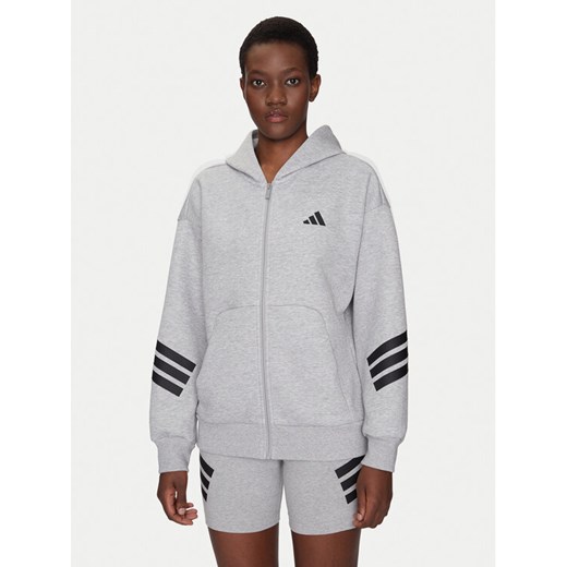 adidas Bluza Future Icons 3-Stripes JE0172 Szary Regular Fit ze sklepu MODIVO w kategorii Bluzy damskie - zdjęcie 182759436