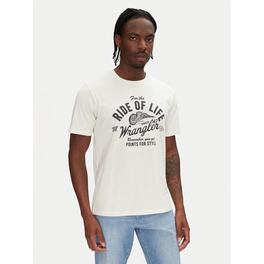 Wrangler T-Shirt Americana 112362791 Écru Regular Fit ze sklepu MODIVO w kategorii T-shirty męskie - zdjęcie 182759959
