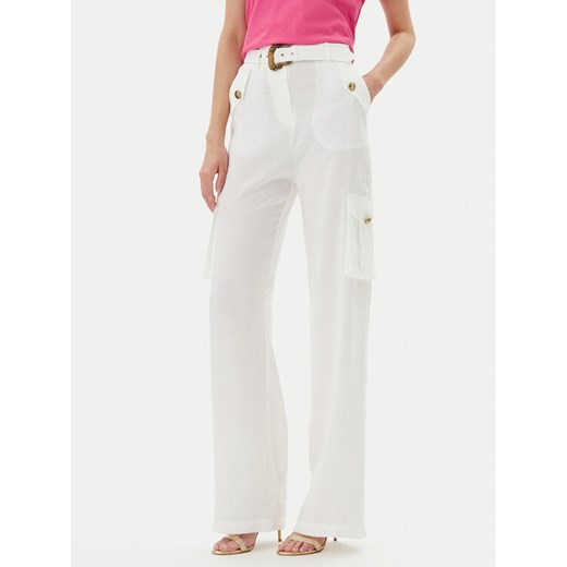 Versace Jeans Couture Spodnie materiałowe 78HAA109 Biały Wide Leg ze sklepu MODIVO w kategorii Spodnie damskie - zdjęcie 182760076