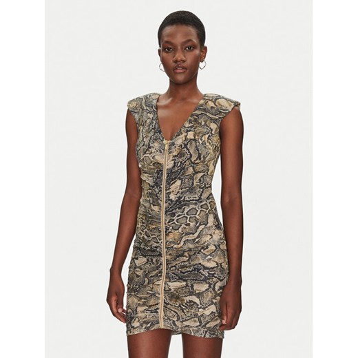 Just Cavalli Sukienka koktajlowa 78PAO949 Brązowy Slim Fit ze sklepu MODIVO w kategorii Sukienki - zdjęcie 182760176