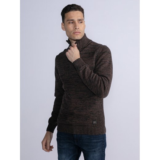 Petrol Industries Sweter M-3030-KWC206 Brązowy Regular Fit ze sklepu MODIVO w kategorii Swetry męskie - zdjęcie 182760178