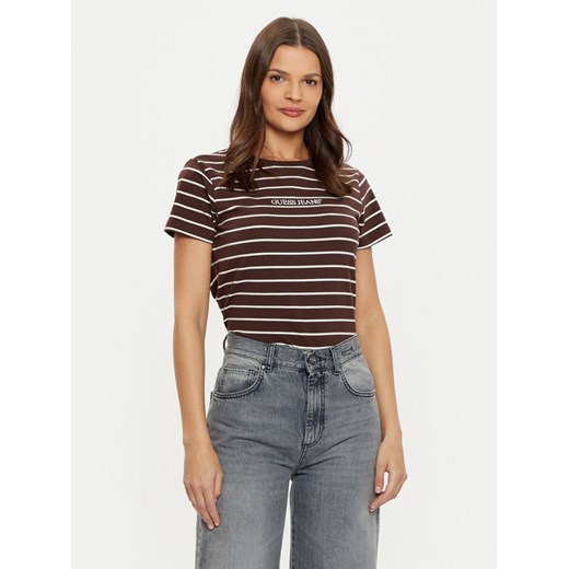 Guess Jeans T-Shirt W4BI53 KCIE1 Brązowy Regular Fit ze sklepu MODIVO w kategorii Bluzki damskie - zdjęcie 182760227