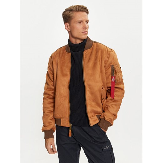Alpha Industries Kurtka bomber 148122 Brązowy Regular Fit ze sklepu MODIVO w kategorii Kurtki męskie - zdjęcie 182760295