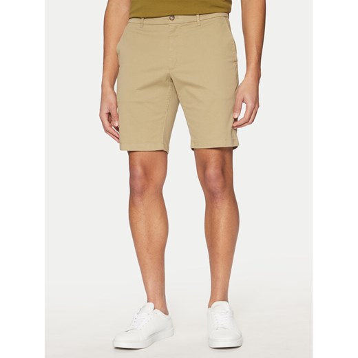 Calvin Klein Szorty materiałowe Modern Twill K10K114063 Beżowy Slim Fit ze sklepu MODIVO w kategorii Spodenki męskie - zdjęcie 182760308