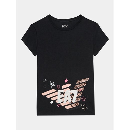 EA7 Emporio Armani T-Shirt 6RFT06 FJDZZ 1200 Czarny Regular Fit ze sklepu MODIVO w kategorii Bluzki dziewczęce - zdjęcie 182760316