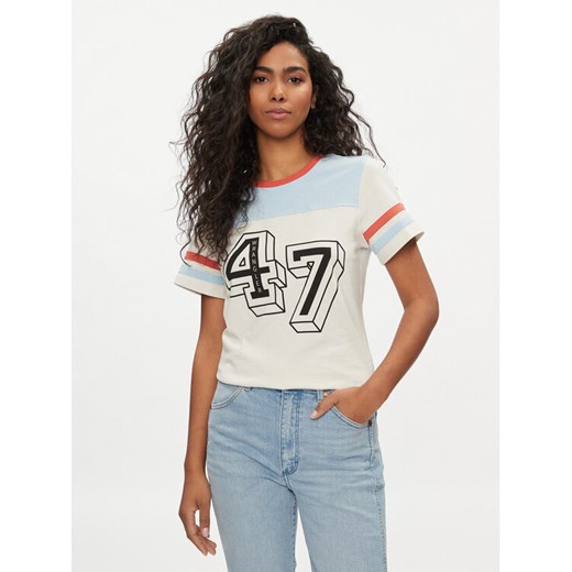 Wrangler T-Shirt Yoke 112350188 Écru Slim Fit ze sklepu MODIVO w kategorii Bluzki damskie - zdjęcie 182760379
