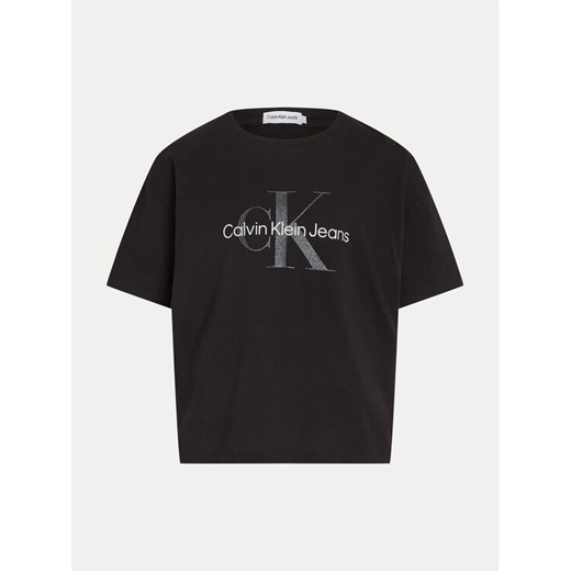 Calvin Klein Jeans T-Shirt Glitter Monogram IG0IG02529 Czarny Boxy Fit 10Y MODIVO