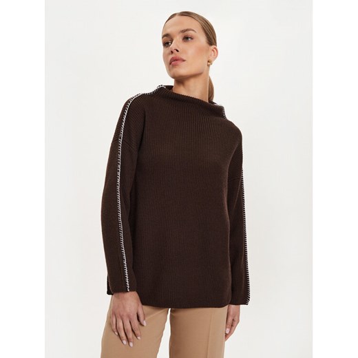 Max Mara Leisure Sweter Fanfara 2426366178600 Brązowy Regular Fit ze sklepu MODIVO w kategorii Swetry damskie - zdjęcie 182760428