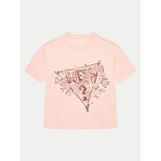 Guess T-Shirt J4YI30 K6YW4 Różowy Boxy Fit ze sklepu MODIVO w kategorii Bluzki dziewczęce - zdjęcie 182760548