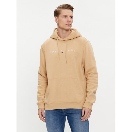 Tommy Jeans Bluza Linear Logo DM0DM17985 Beżowy Regular Fit ze sklepu MODIVO w kategorii Bluzy męskie - zdjęcie 182760549