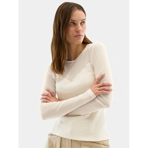 Karen by Simonsen Bluzka Mandarina 10104771 Écru Regular Fit ze sklepu MODIVO w kategorii Bluzki damskie - zdjęcie 182760557